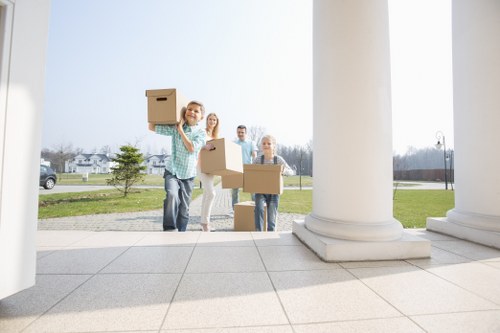 Moving van and packing equipment prepared for a scheduled relocation