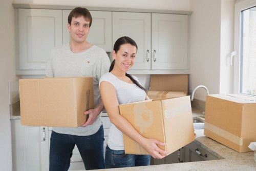 Removal crew using proper manual handling techniques with equipment